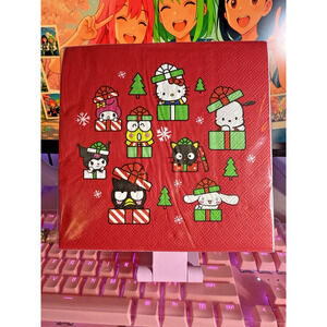 Hello Kitty & Friends 40 Red Christmas Lunch Paper Napkins Presents 2024 Sanrio